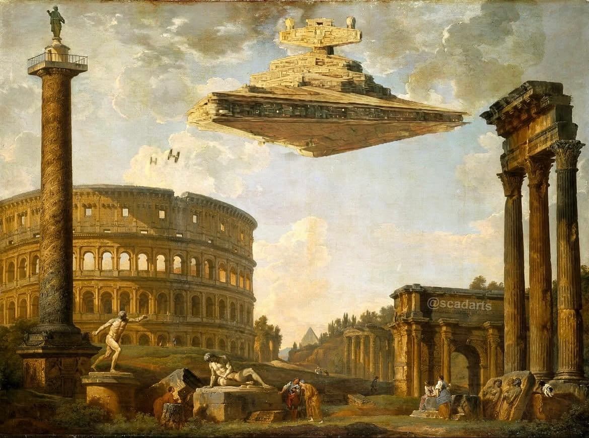 Rome and Star Wars collage artwork.